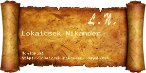 Lokaicsek Nikander névjegykártya